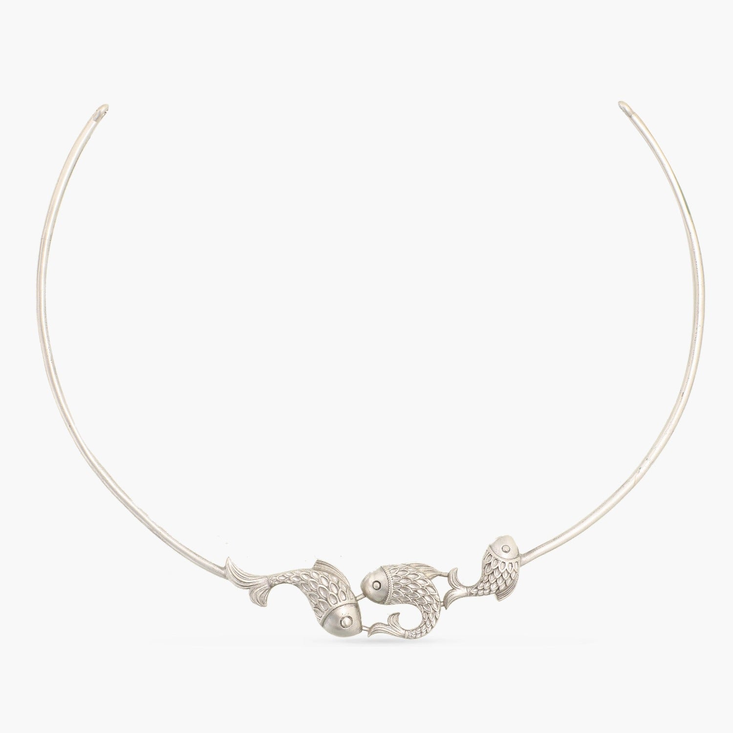 Classic FIsh Oxidized Hasli Necklace