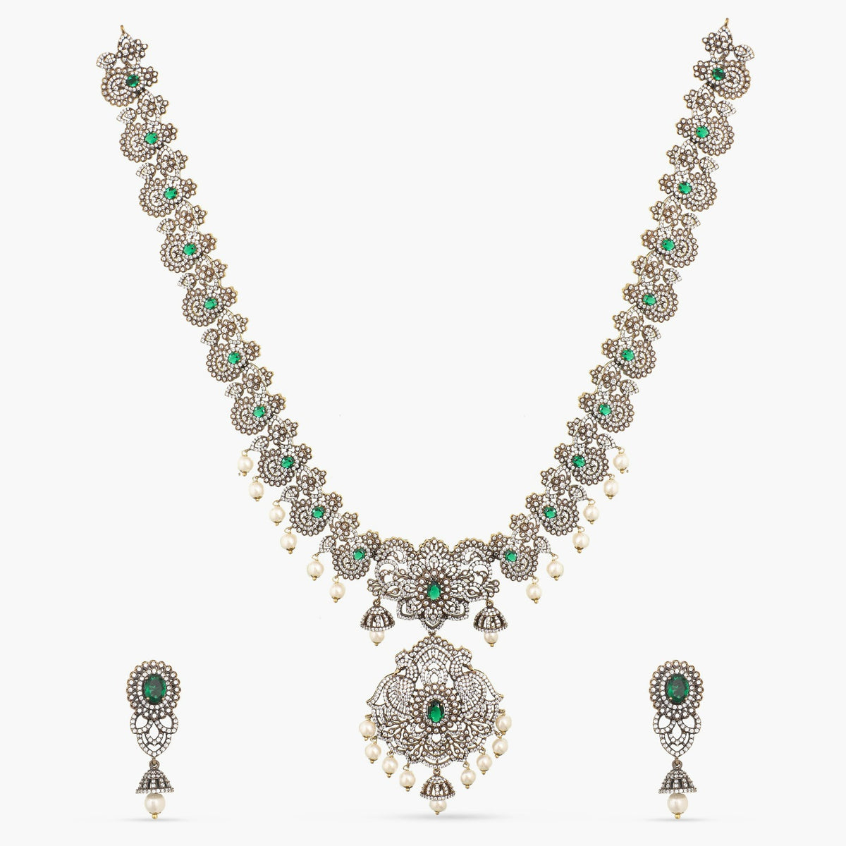 Queen Nakshatra CZ Long Necklace Set