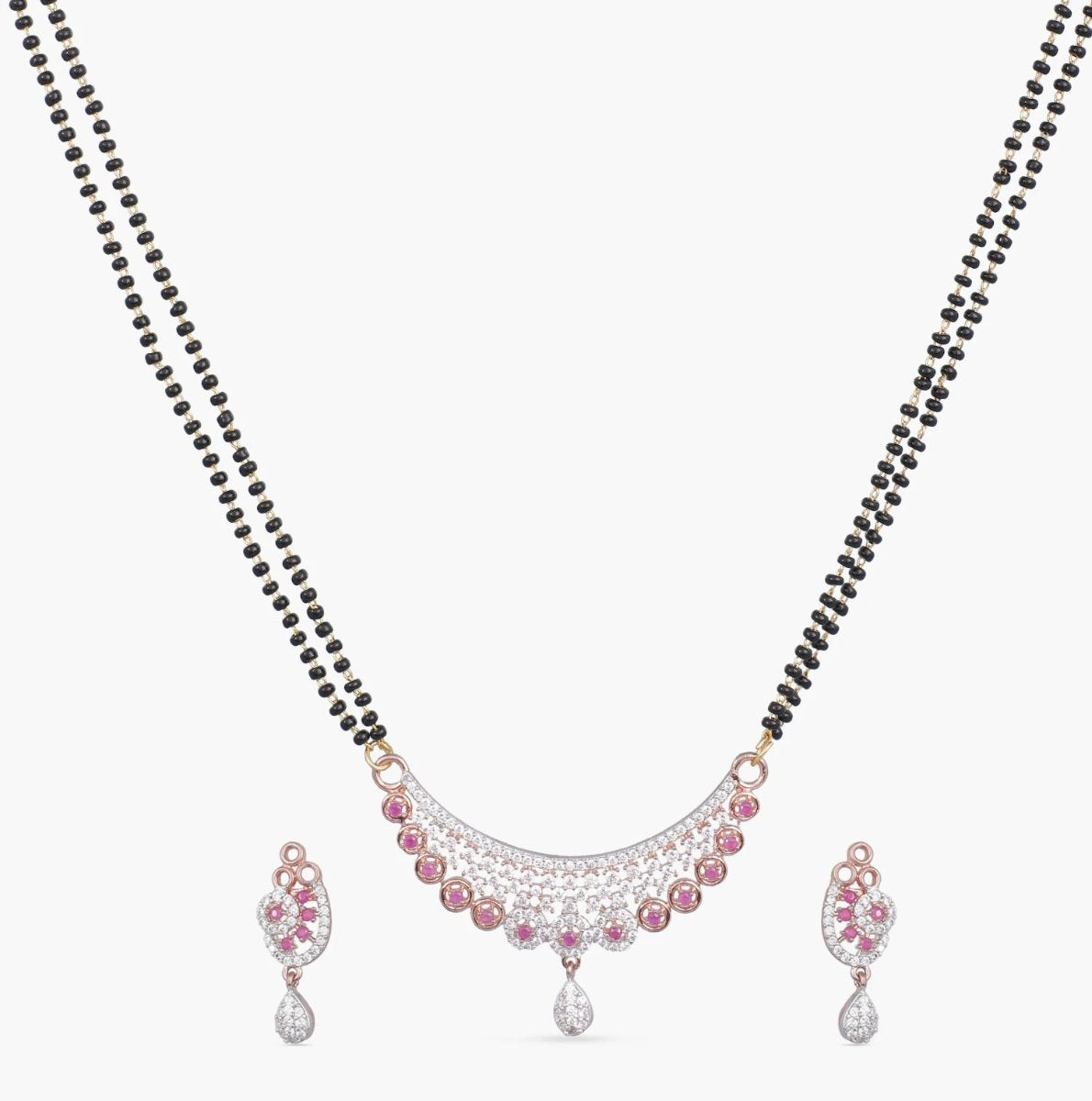 Kalya Nakshatra CZ Black Beads Necklace Set
