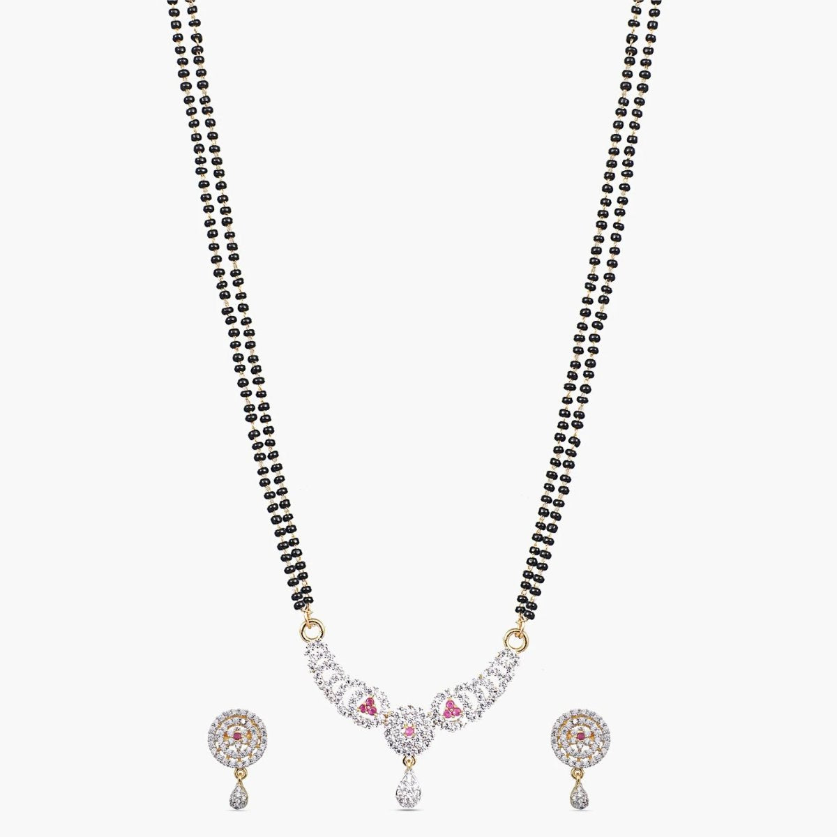 Sajni Nakshatra CZ Black Beads Necklace Set