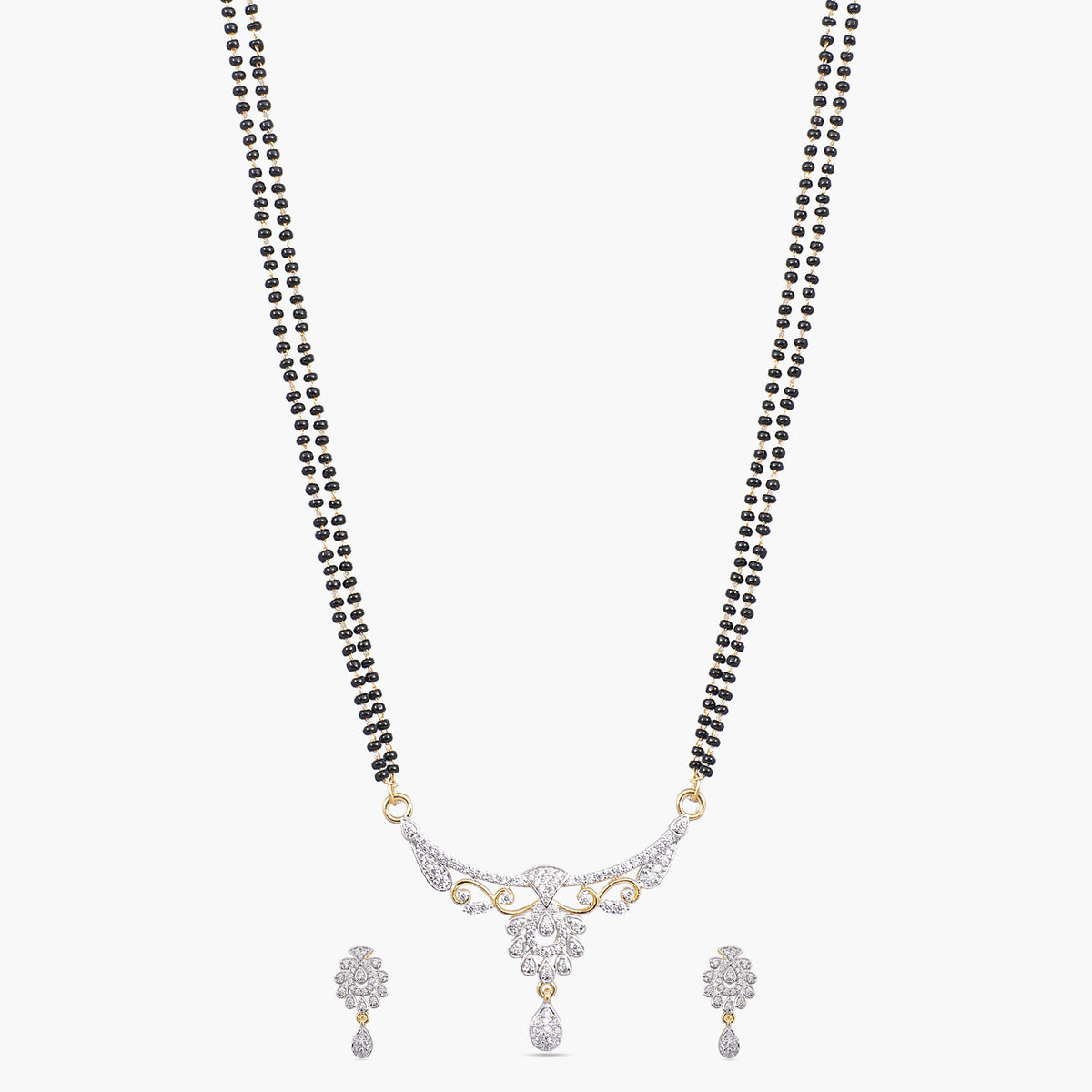 Risva Nakshatra CZ Black Beads Necklace Set