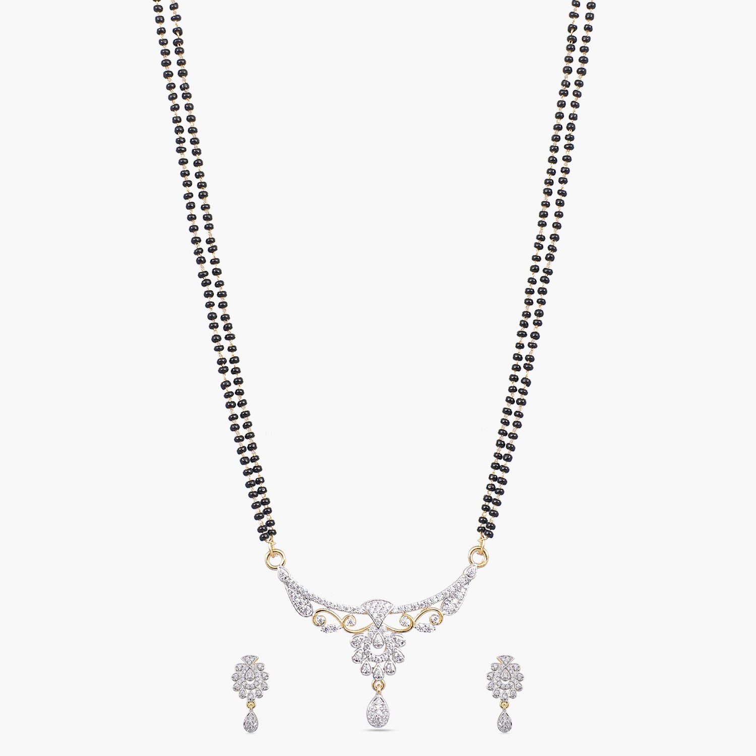 Risva Nakshatra CZ Black Beads Necklace Set