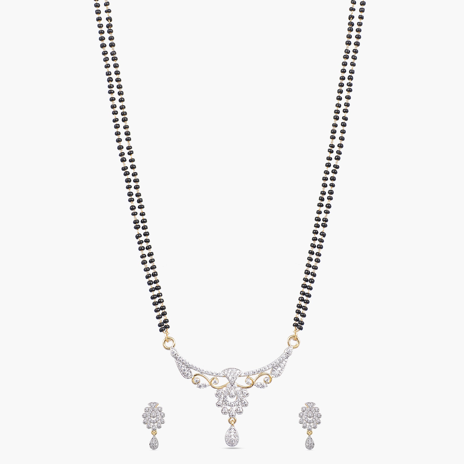 Risva Nakshatra CZ Black Beads Necklace Set