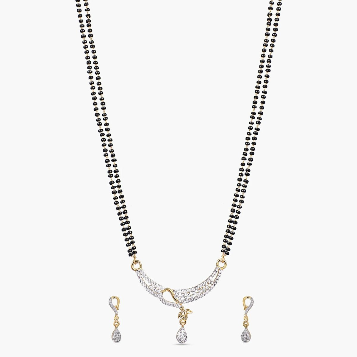 Priyam Nakshatra CZ Black Beads Necklace Set