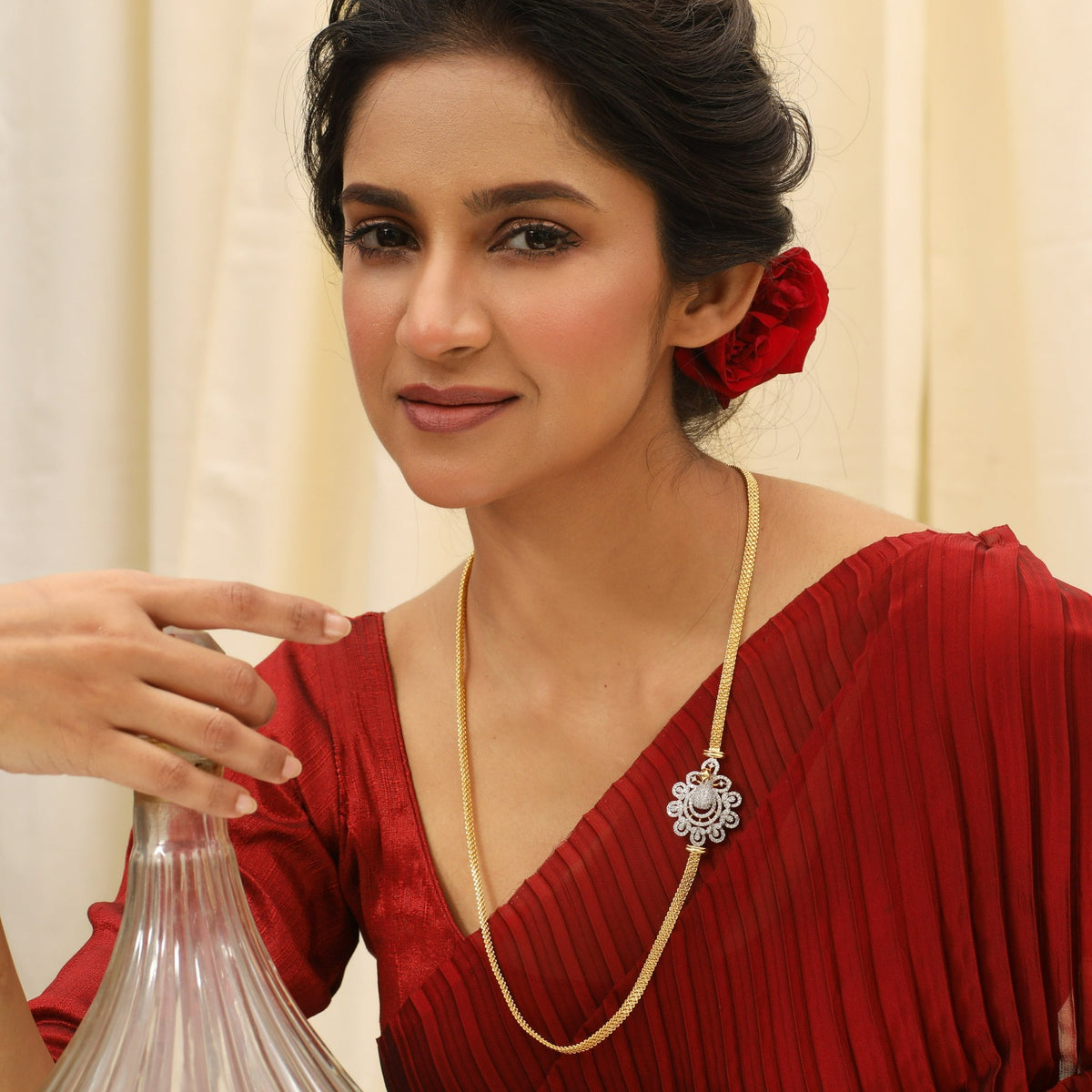 Etta Nakshatra CZ Side Pendant Necklace