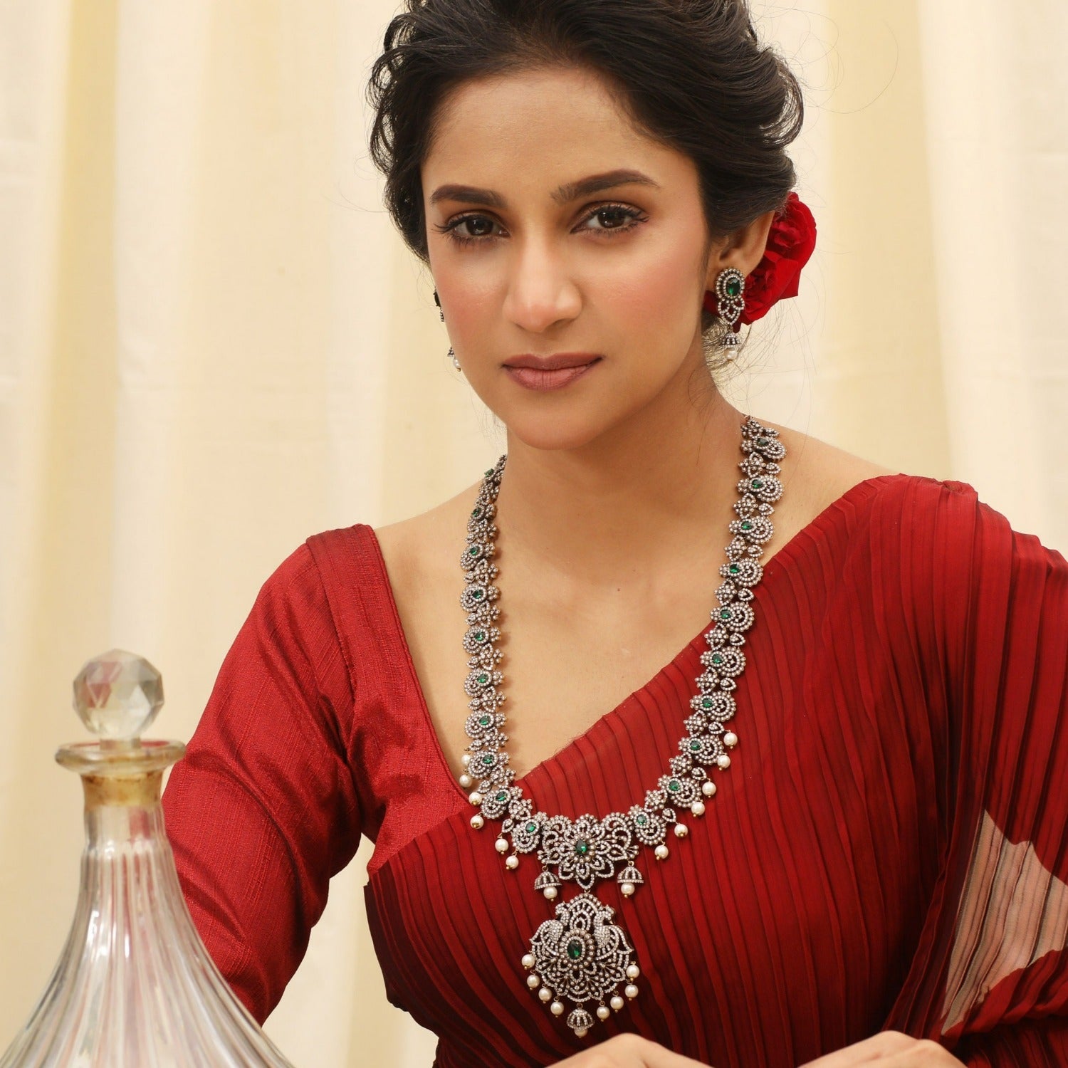 Queen Nakshatra CZ Long Necklace Set