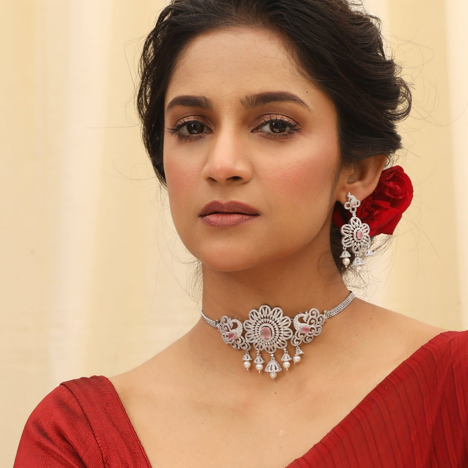 Agnes Nakshatra CZ Mini Choker Set 