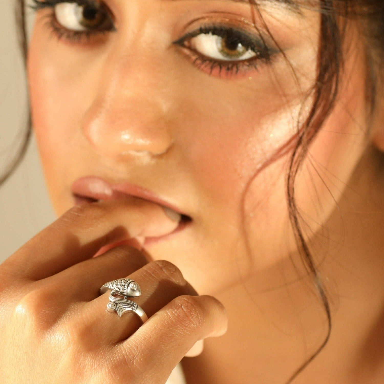Fish Oxidized Finger Ring