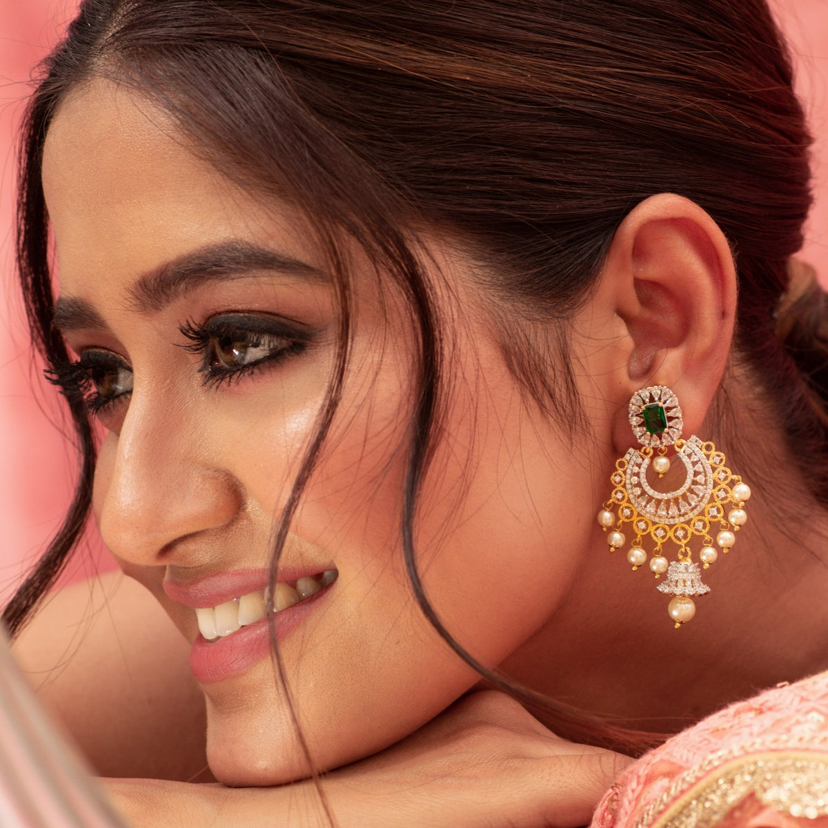 Josie Nakshatra CZ Chandbali Earrings