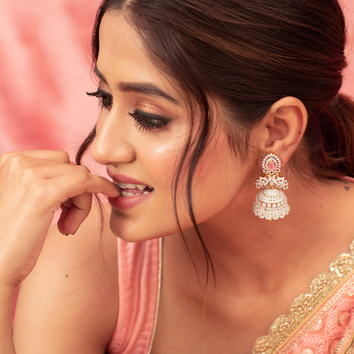 Elsie Nakshatra CZ Jhumka Earrings