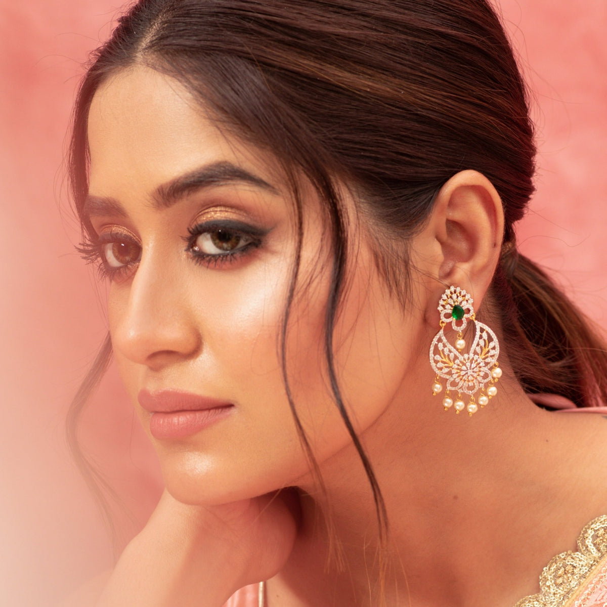 Cecilia Nakshatra CZ Chandbali Earrings