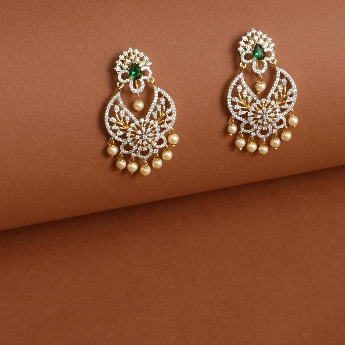 Cecilia Nakshatra CZ Chandbali Earrings