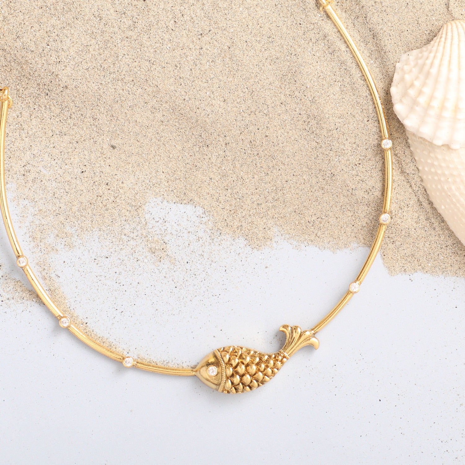 Statement Fish Oxidized Hasli Necklace