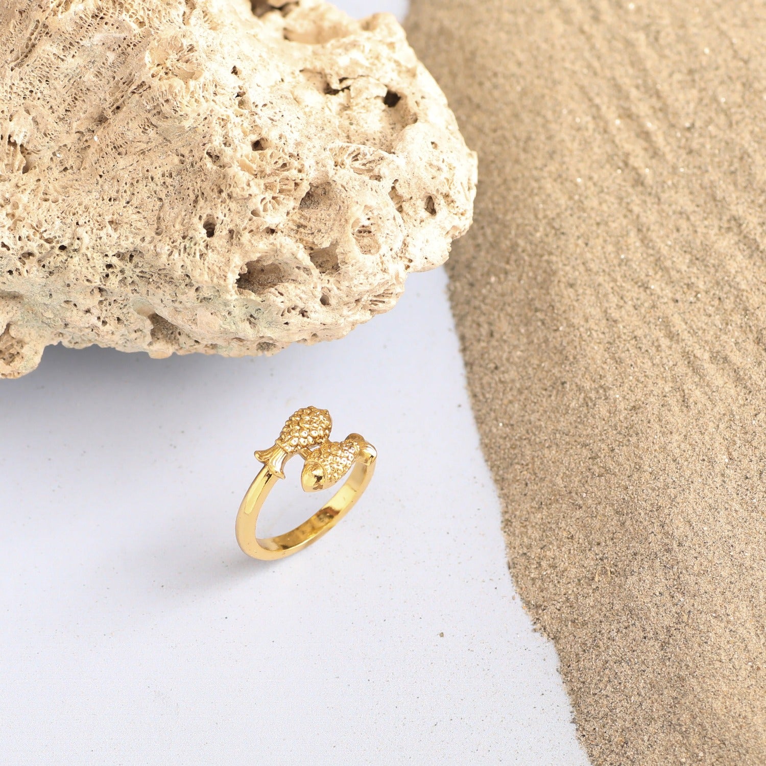 Designer High Quality Gold Plated Floral And Leaf Design Cz Stones Finger  Ring