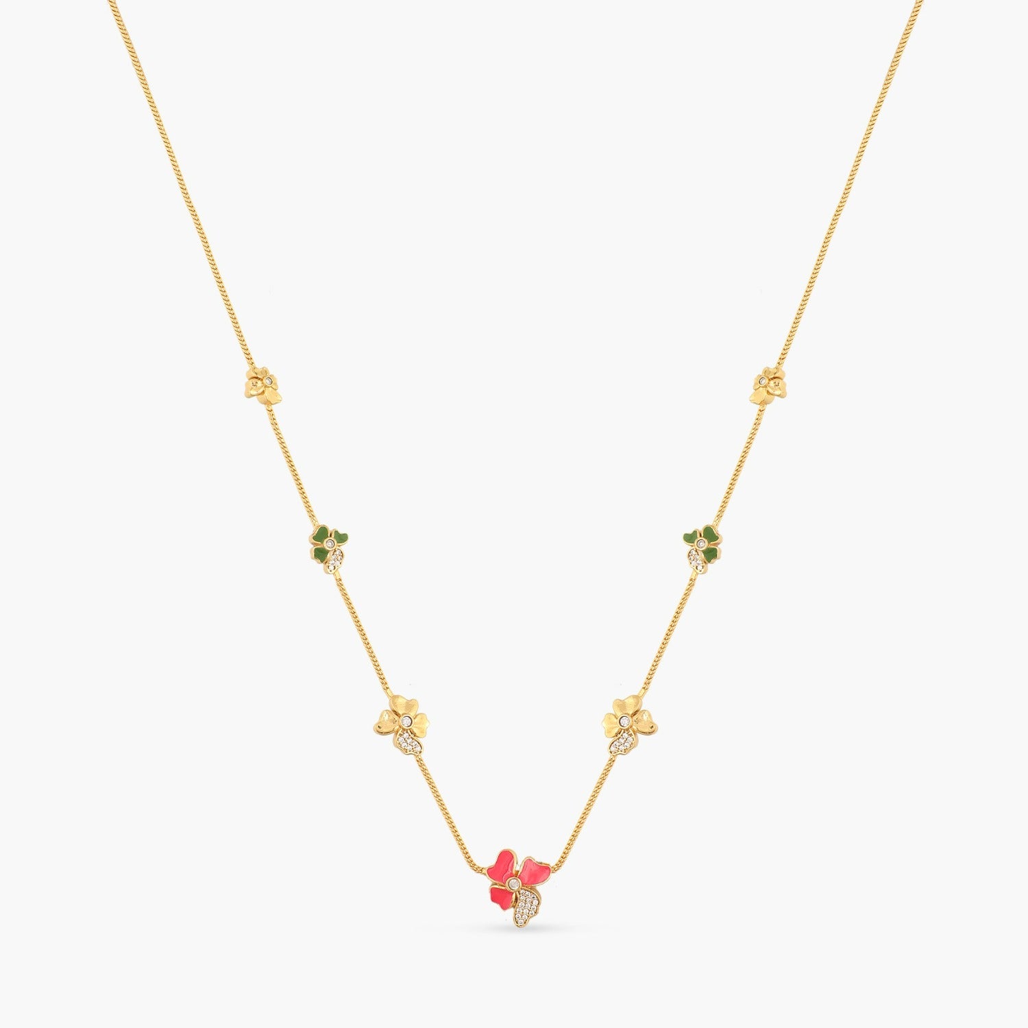Pansy Floral CZ Petal Necklace