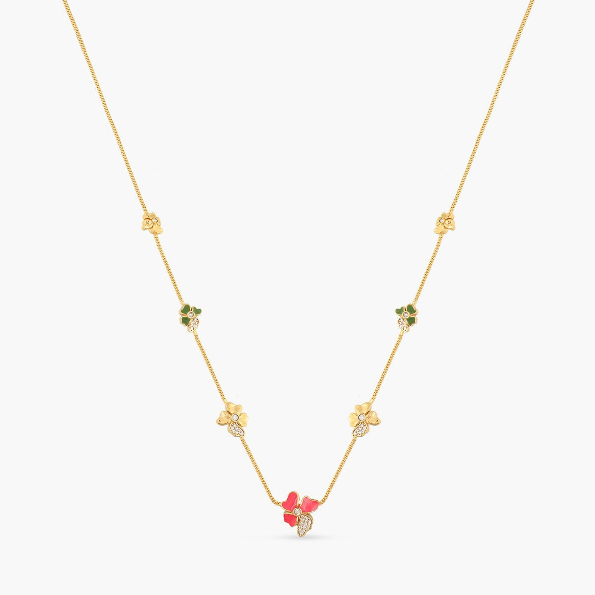 Pansy Floral CZ Petal Necklace