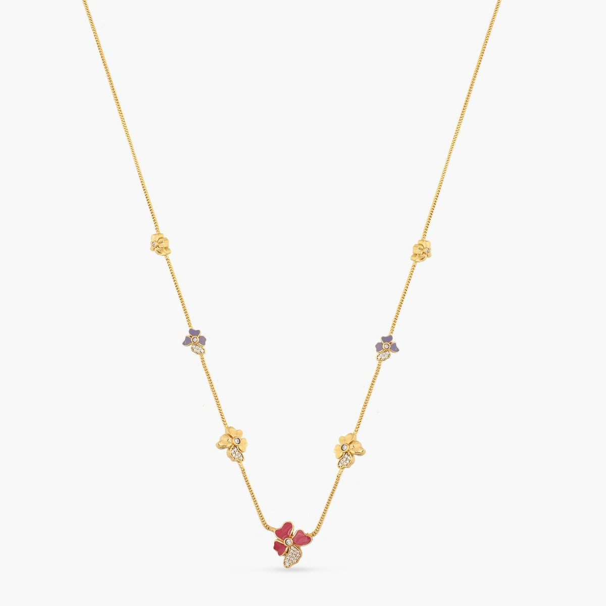 Pansy Floral CZ Petal Necklace