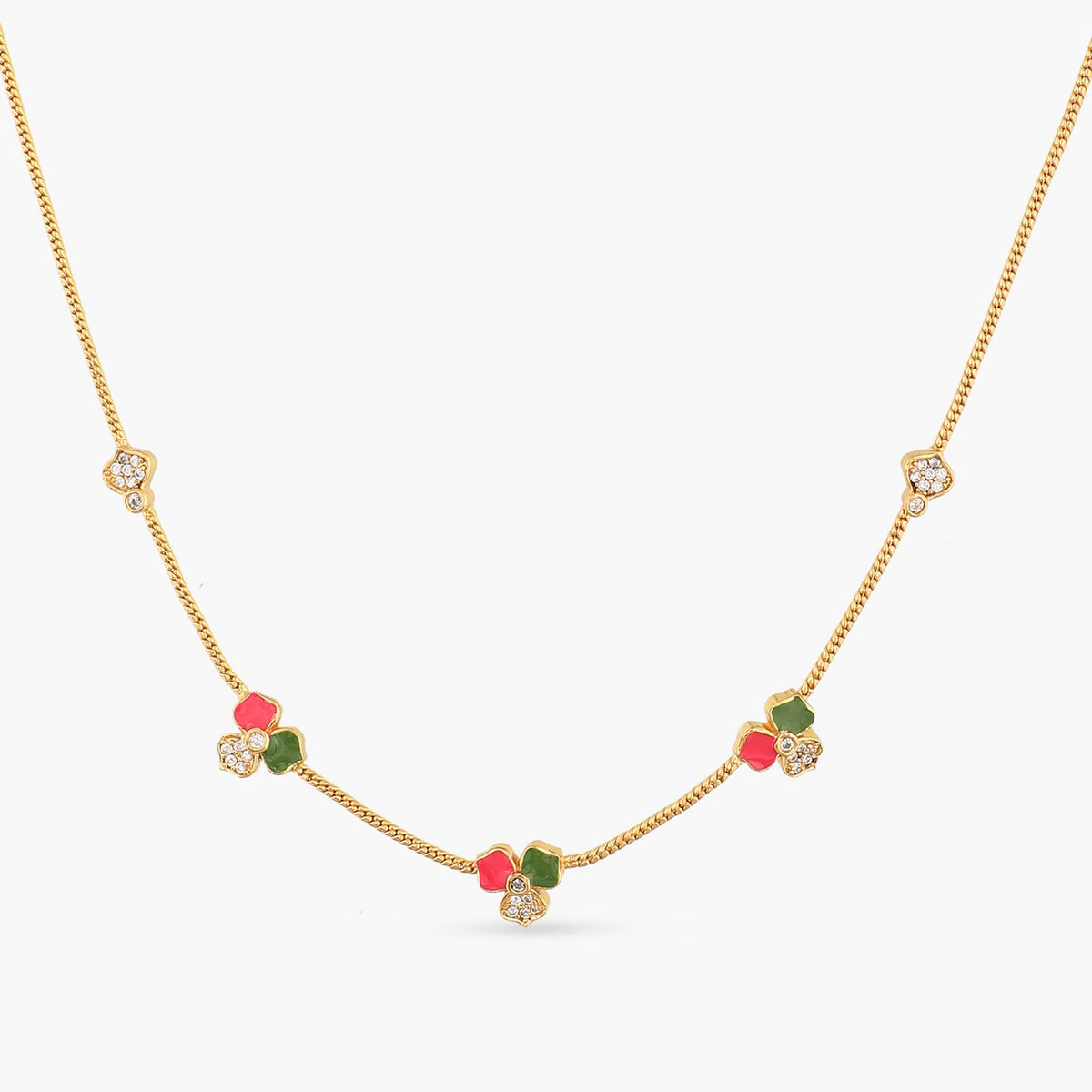 Pansy Floral CZ Simple Necklace 