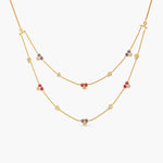 Pansy Floral CZ Statement Two Layer Necklace