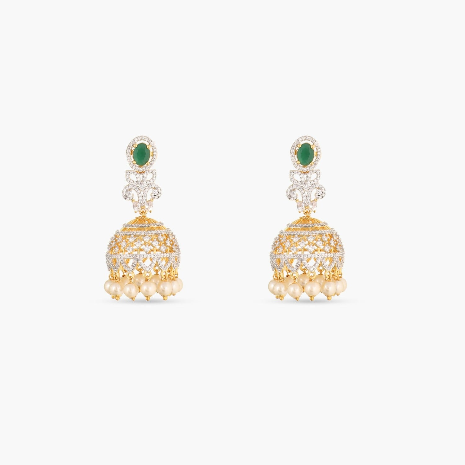 Rue Nakshatra CZ Jhumka Earrings