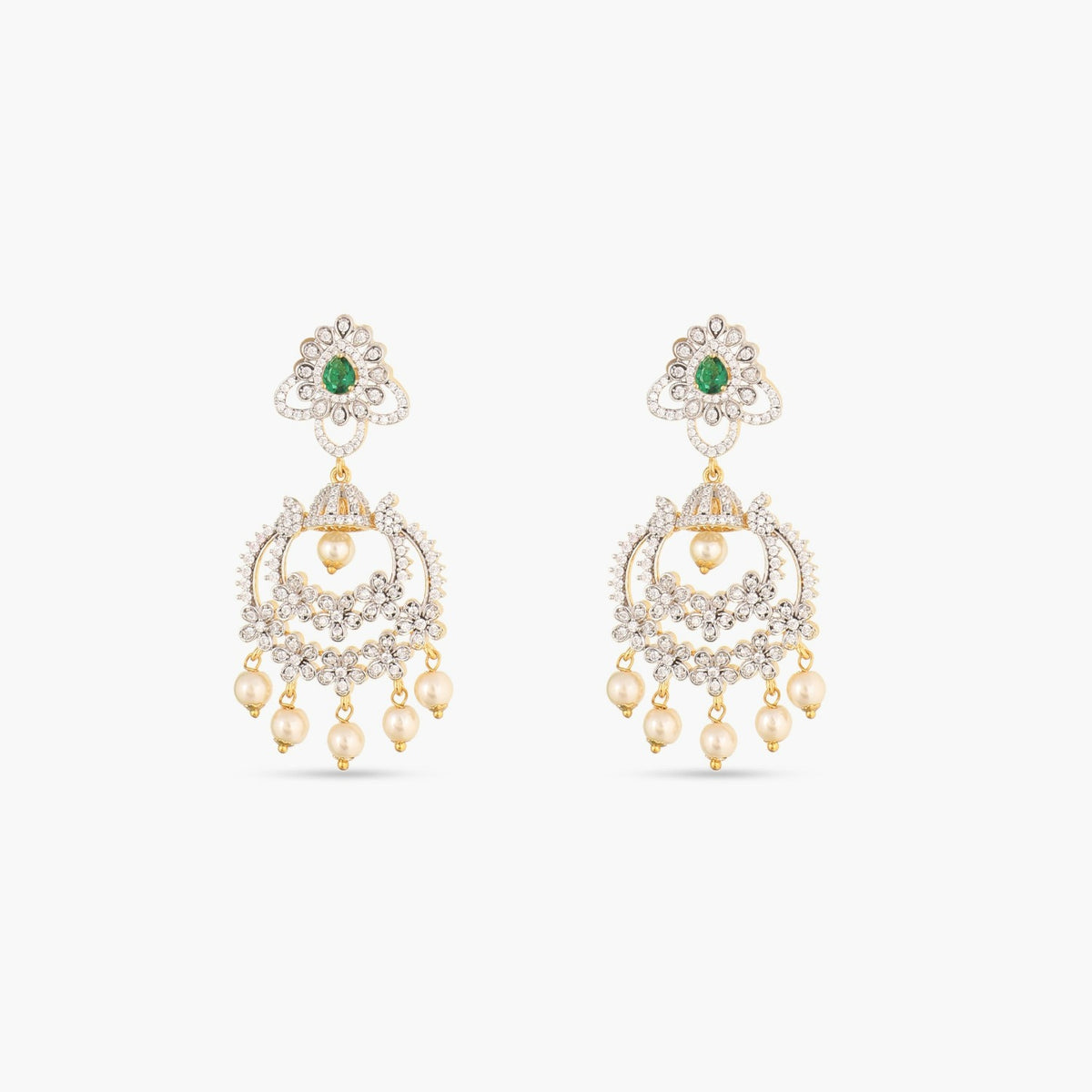 Flora Nakshatra CZ Chandbali Earrings