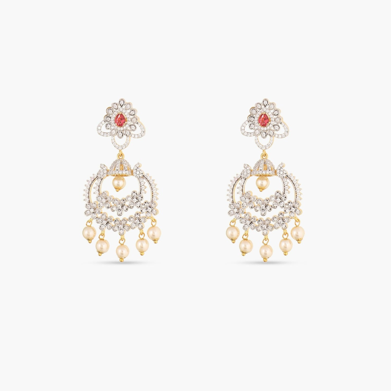 Flora Nakshatra CZ Chandbali Earrings