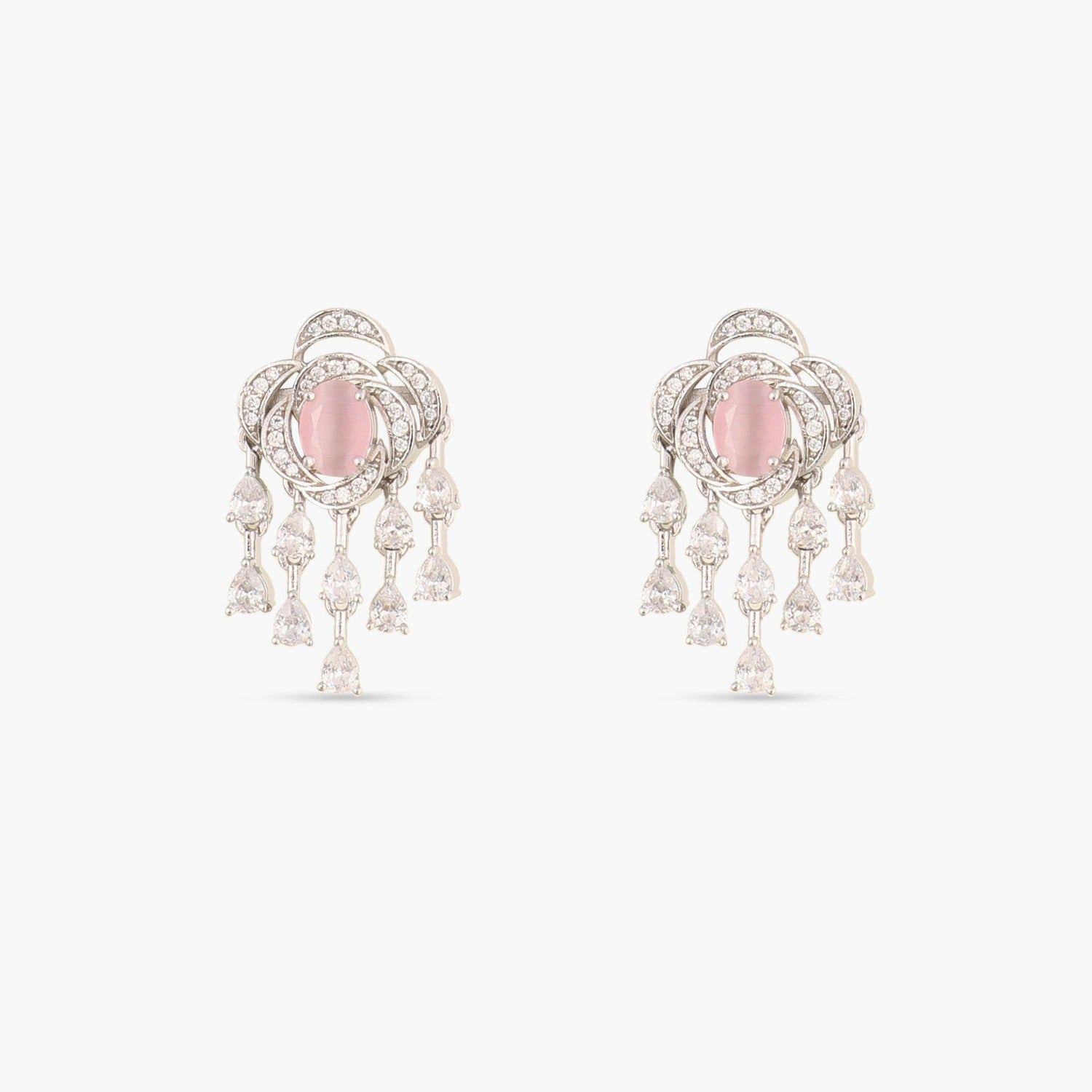 Rose Nakshatra CZ Drop Earrings