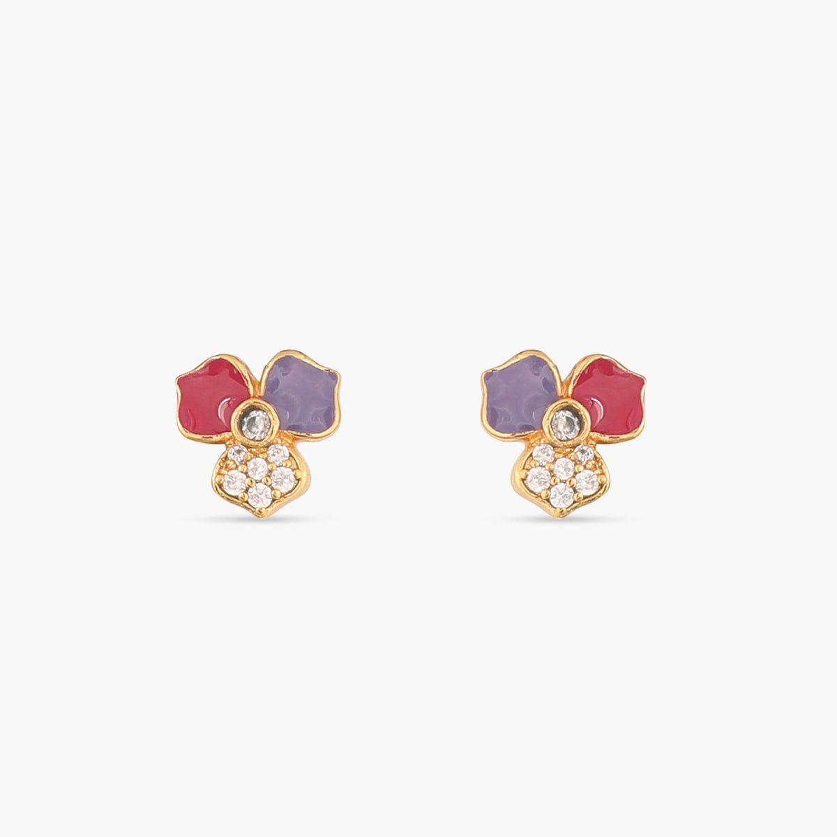 Pansy Floral CZ Classic Stud Earrings