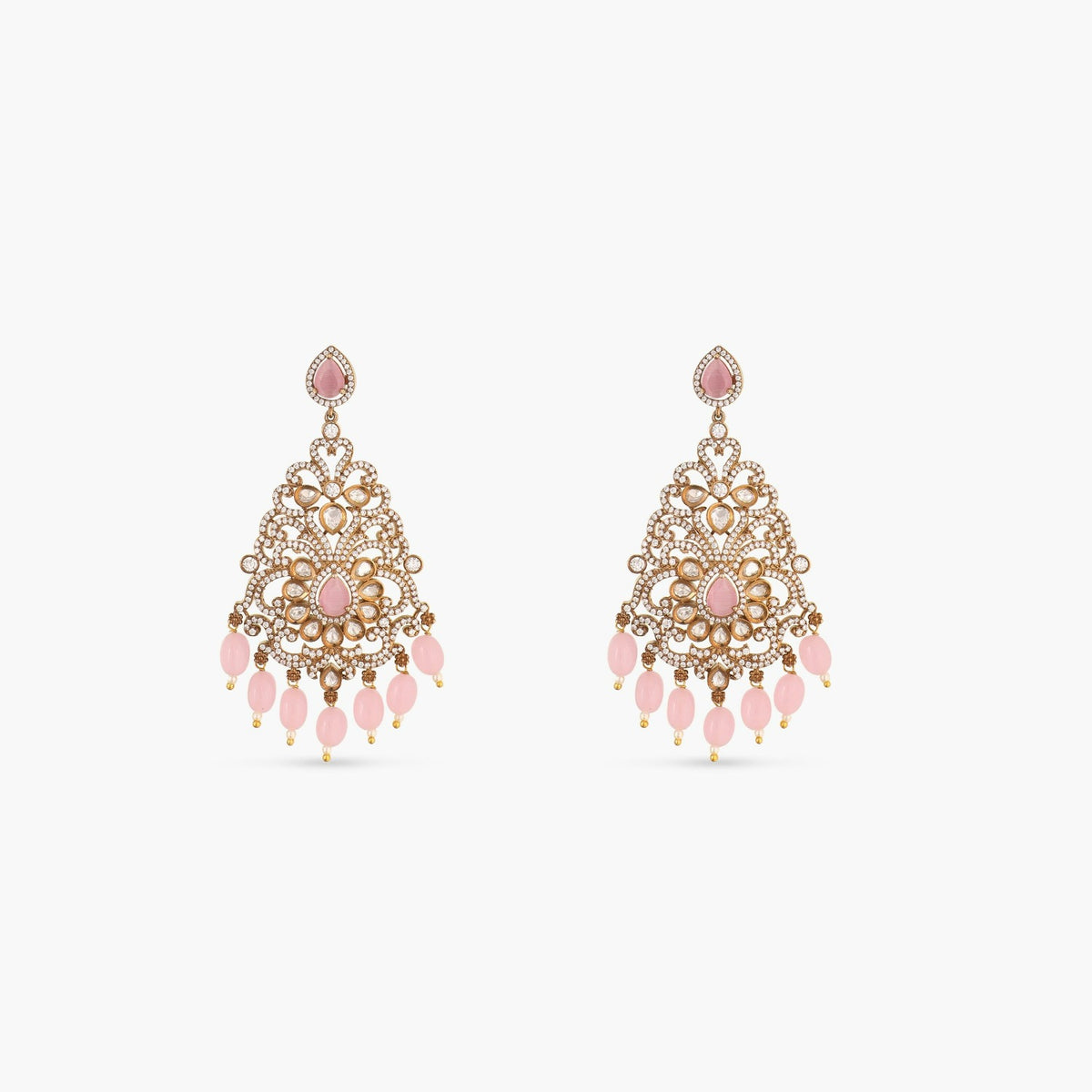 Beryl Nakshatra CZ Chandelier Earrings