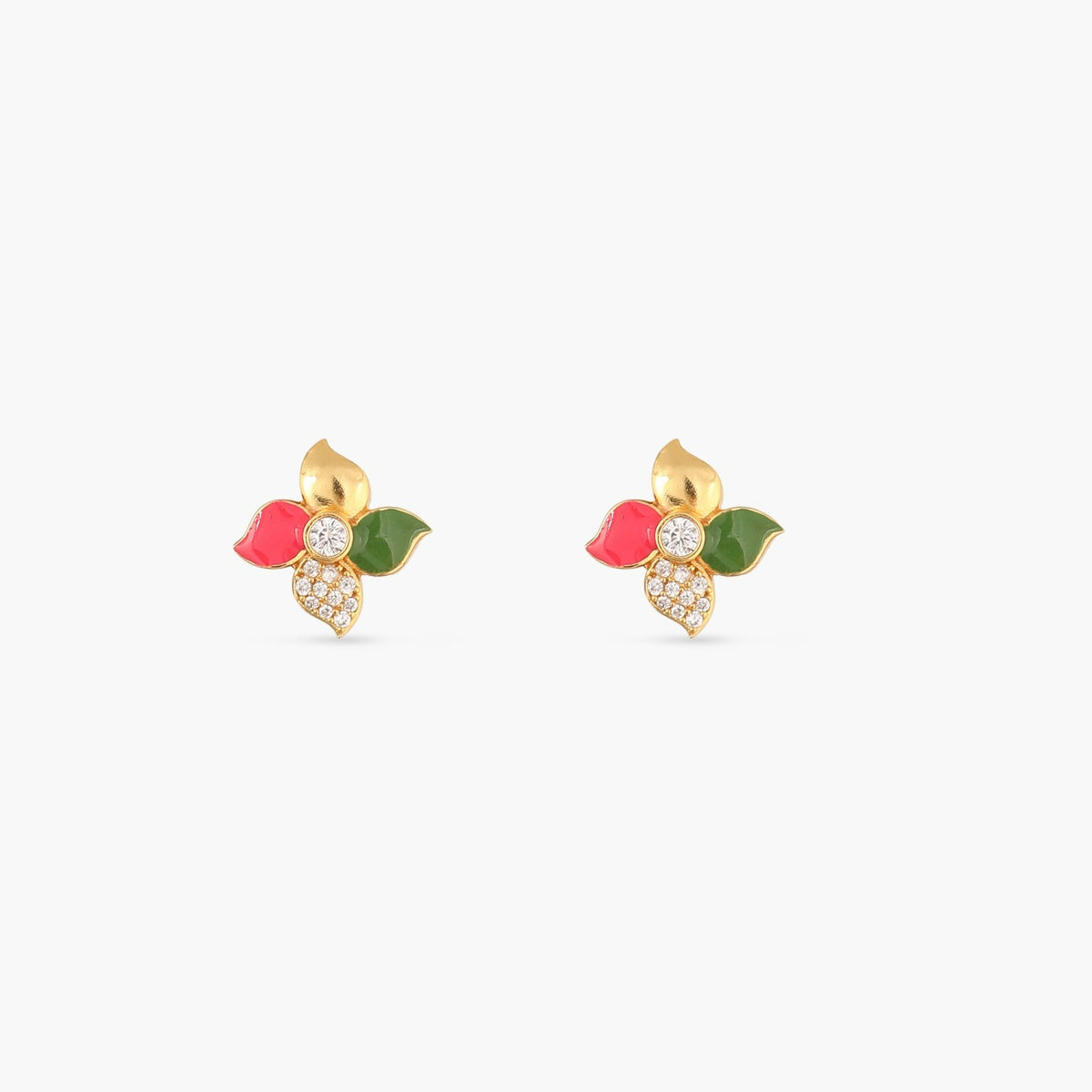 Pansy Floral CZ Simple Stud Earrings