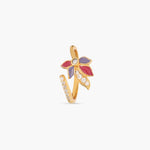 Pansy Floral CZ Simple Finger Ring 