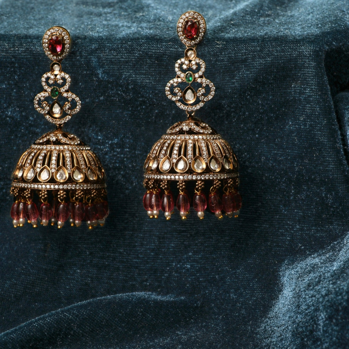 Gene Nakshatra CZ Jhumka Earrings