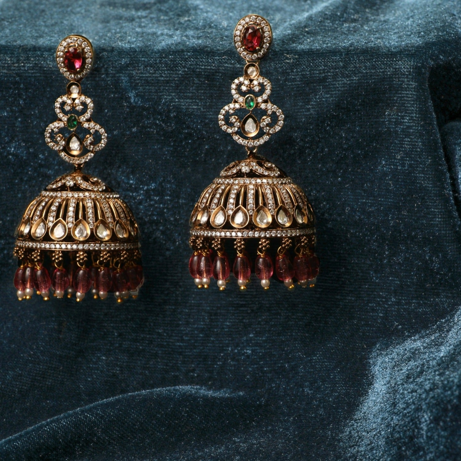 Rose Gold Cz Stones Diamond Jhumka Earrings With Tikka,indian  Jewelry,statement Earrings,statement Jewelry,diamond Earrings, Indian  Earrings - Etsy