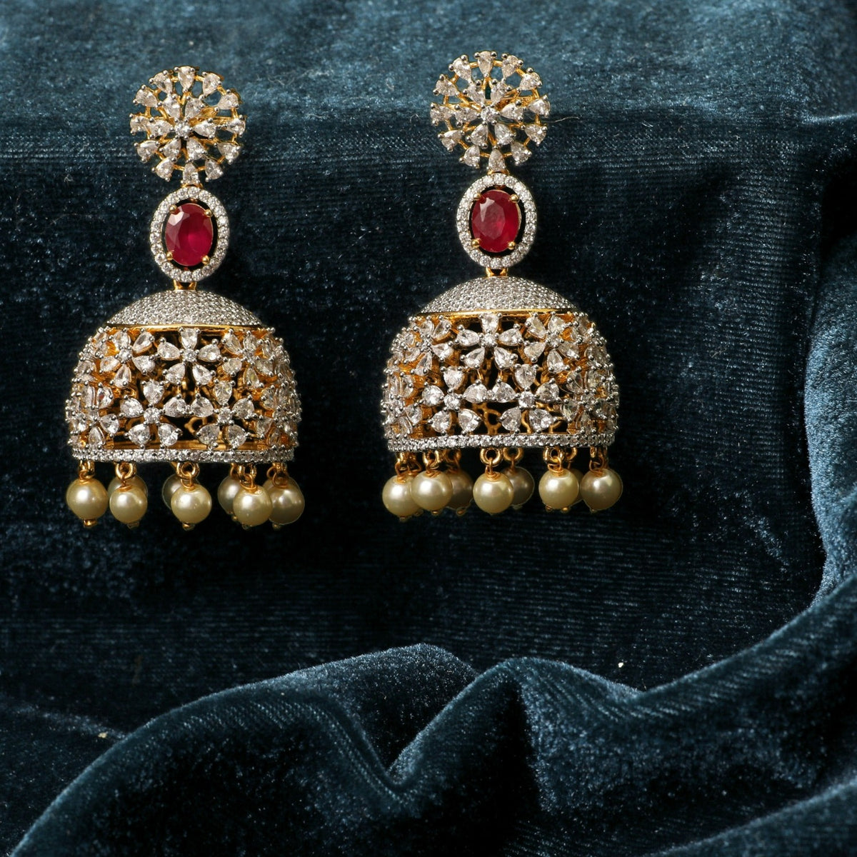 Terra Nakshatra CZ Jhumka Earrings