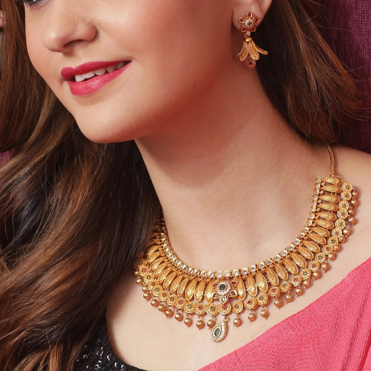 22K Gold Necklace Set | Gold Necklace Set for Women Online | Latest Designs  – PC Chandra