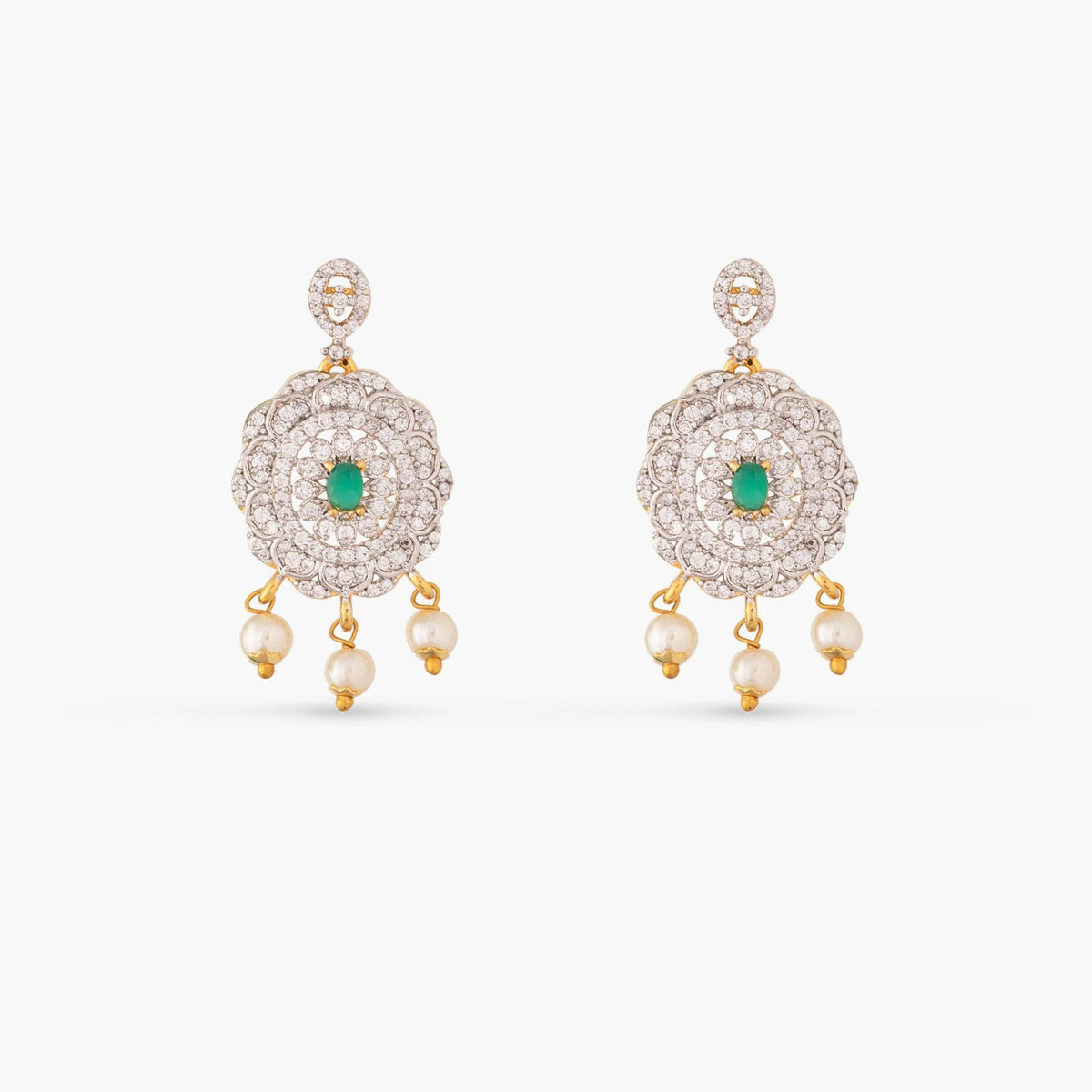 Floral Elegance CZ Long Necklace Set