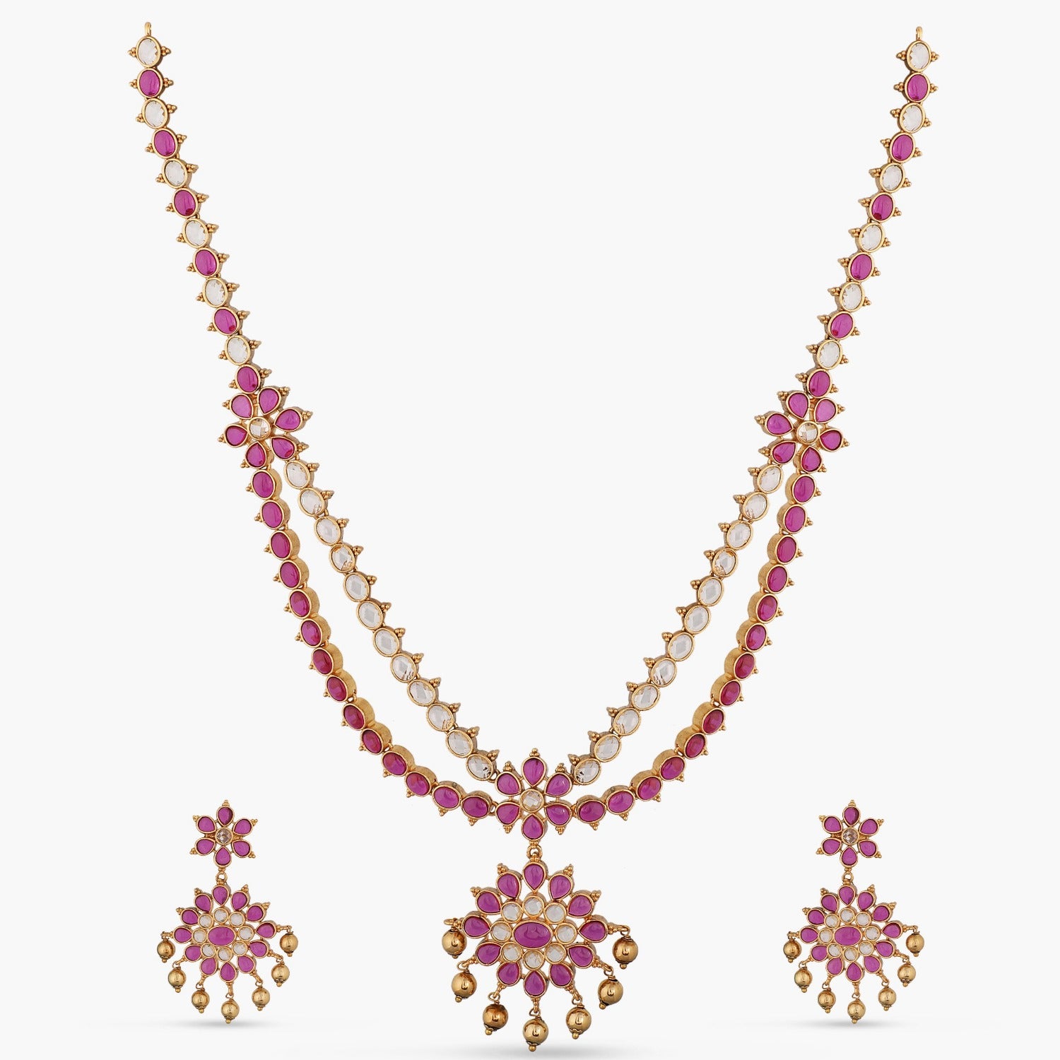 Flaunt Classic CZ Two Layer Necklace Set 