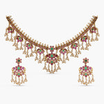 Classic Floral Ivy Pearls Guttapusalu Antique Necklace Set