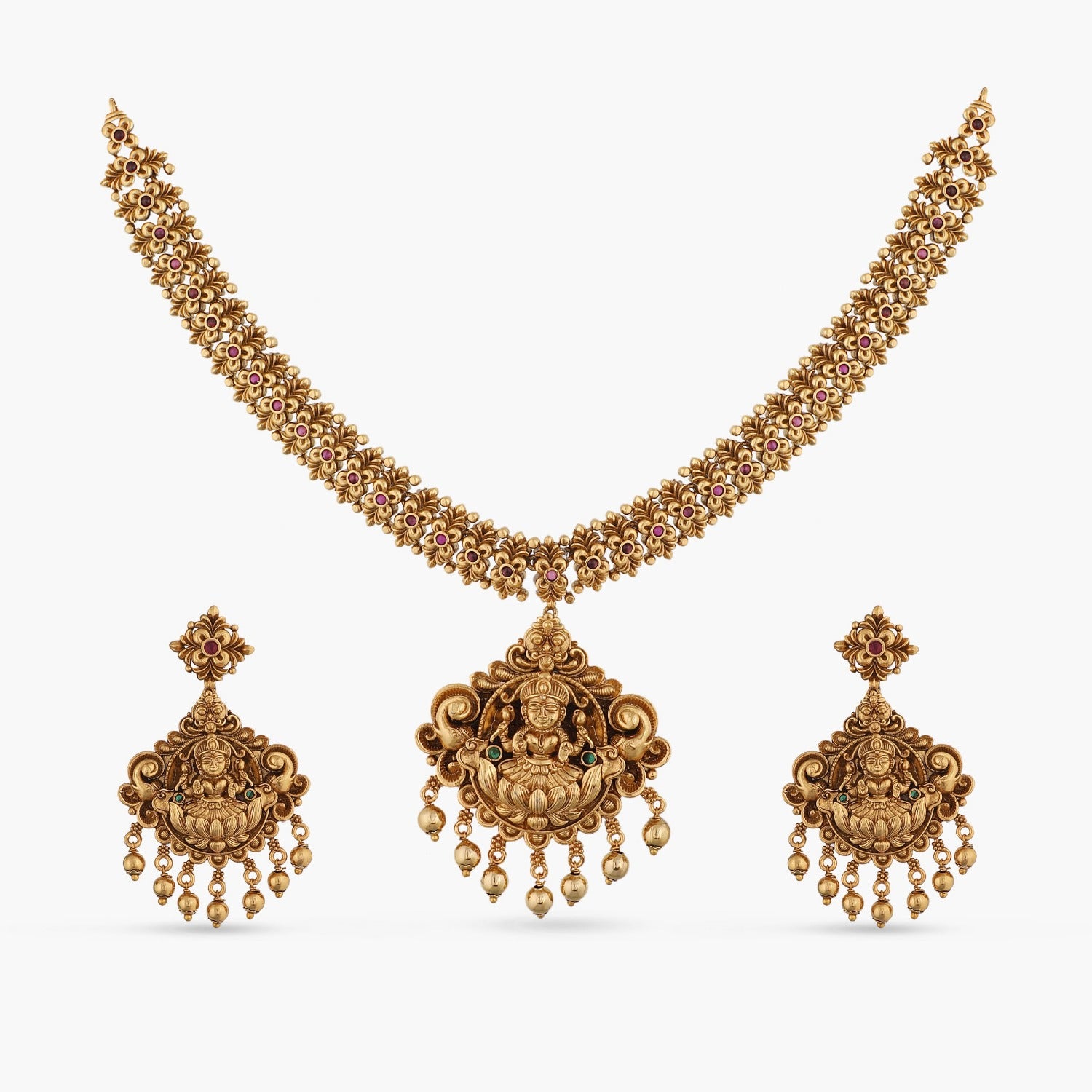 Floral Elegance Nakshi Antique Necklace Set