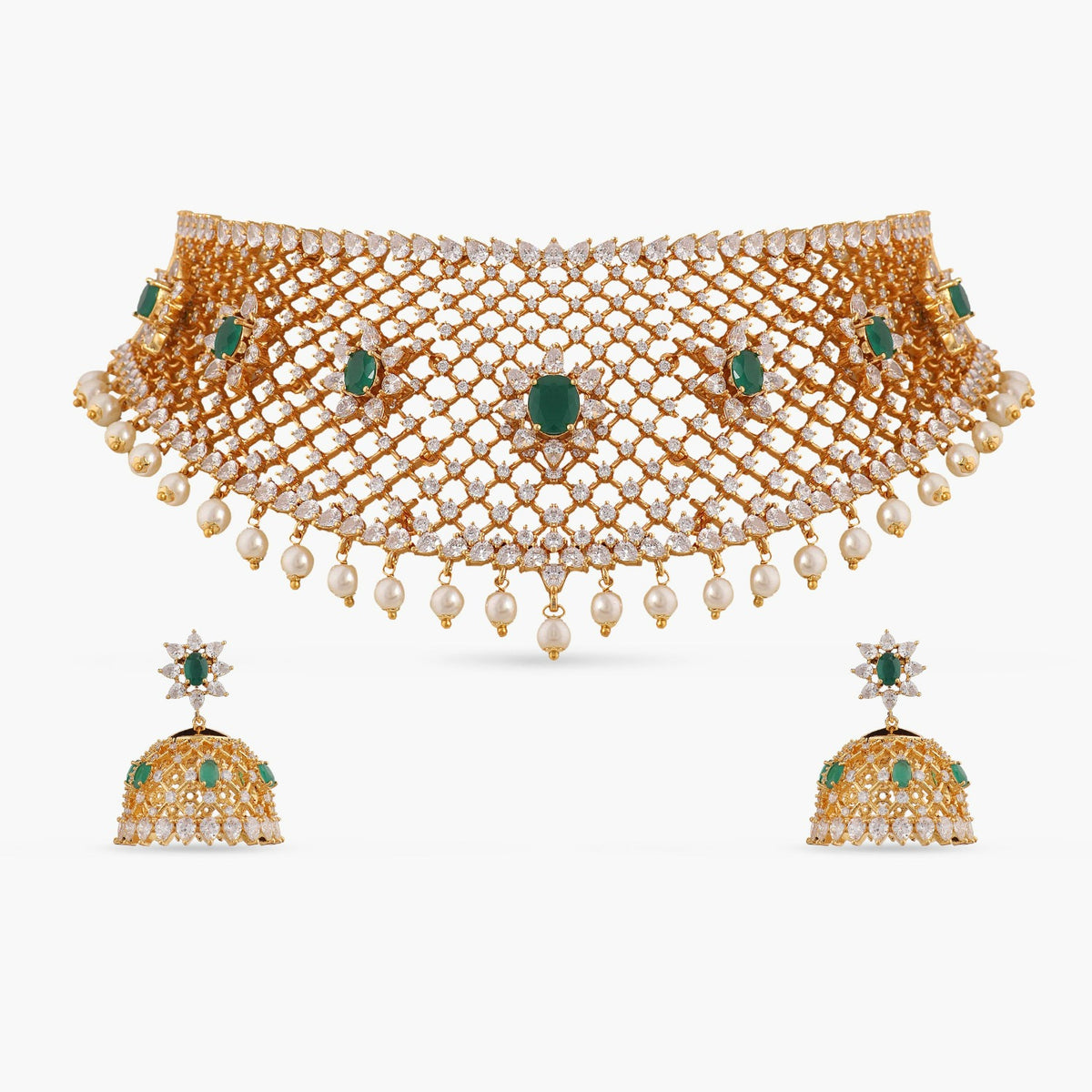 Floral Filigree Nakshatra CZ Choker Set