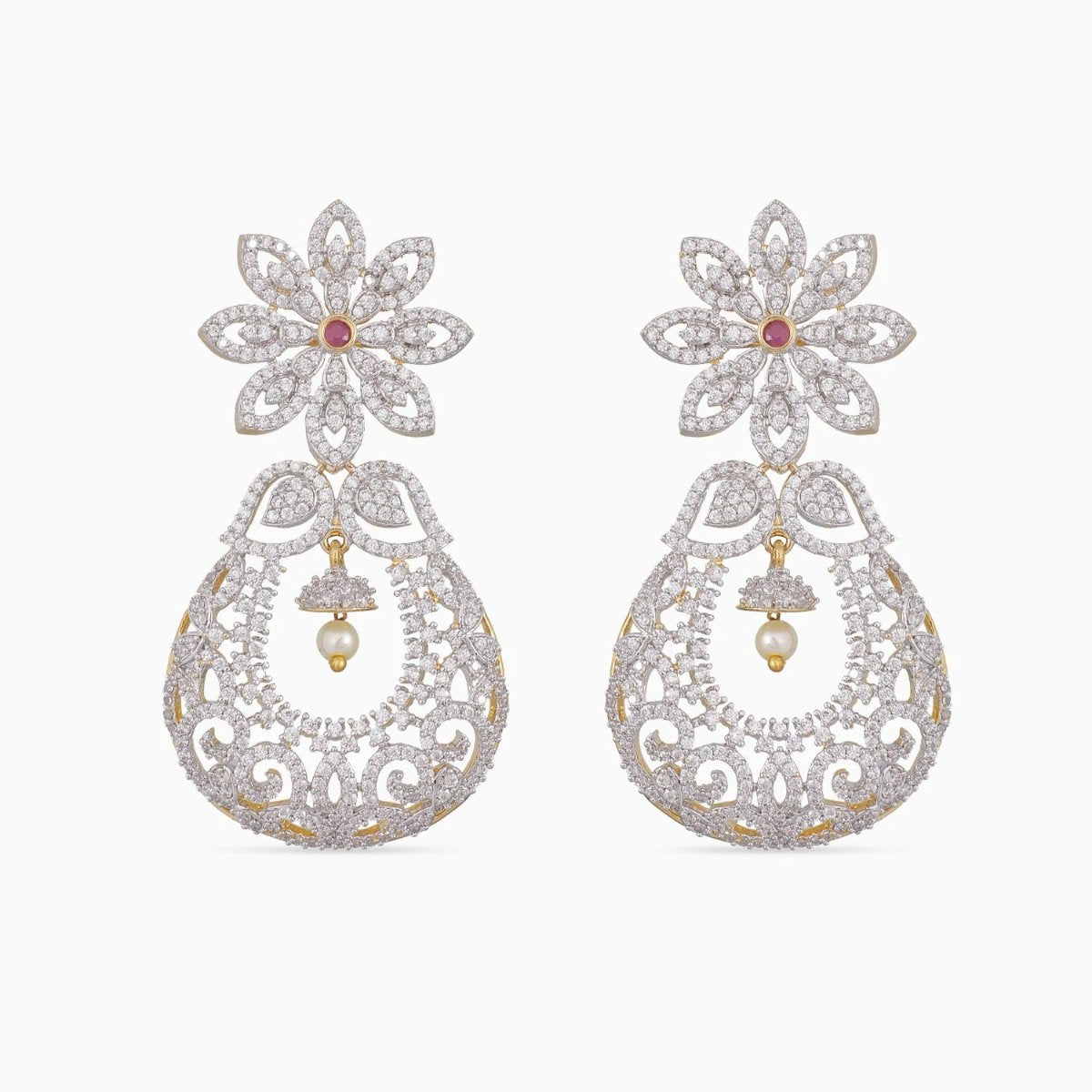 Kundan Long Spiral Earrings  South India Jewels  Designer Earrings