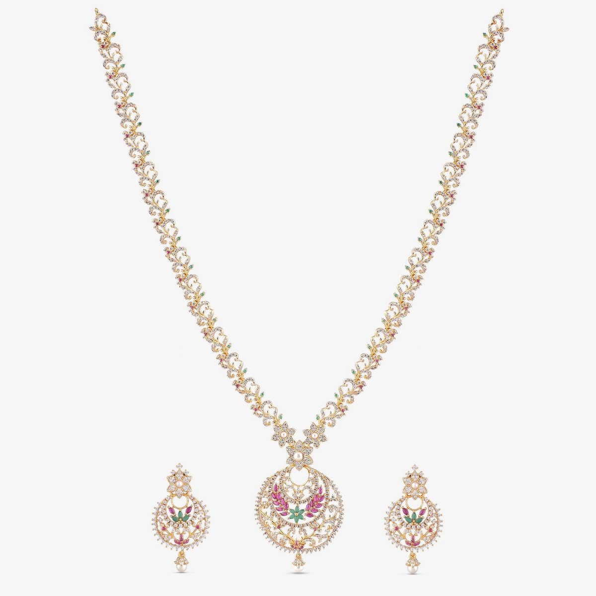 Tiah Nakshatra CZ Long Necklace Set