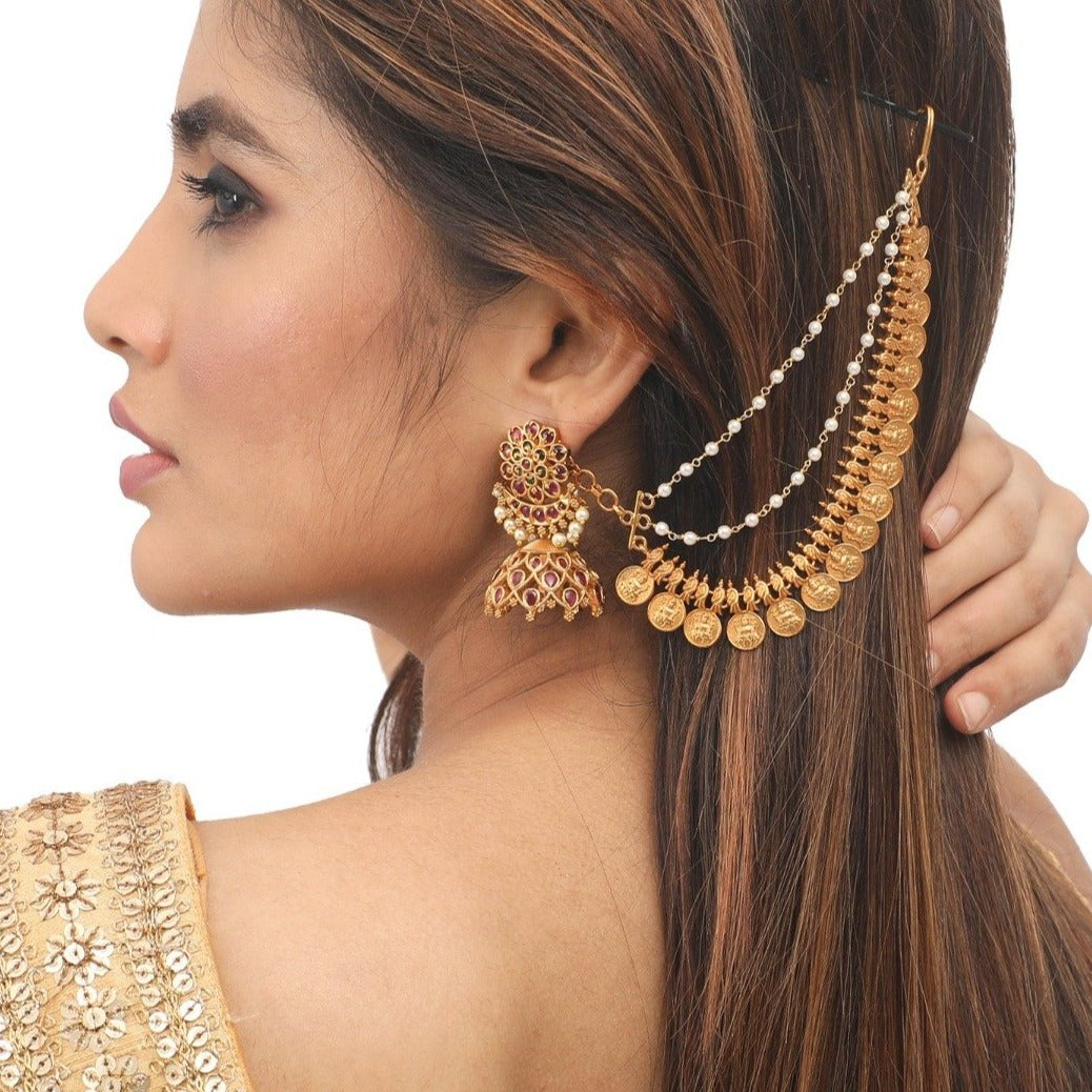 Antique Gold Plated Nitara Ear Chain 