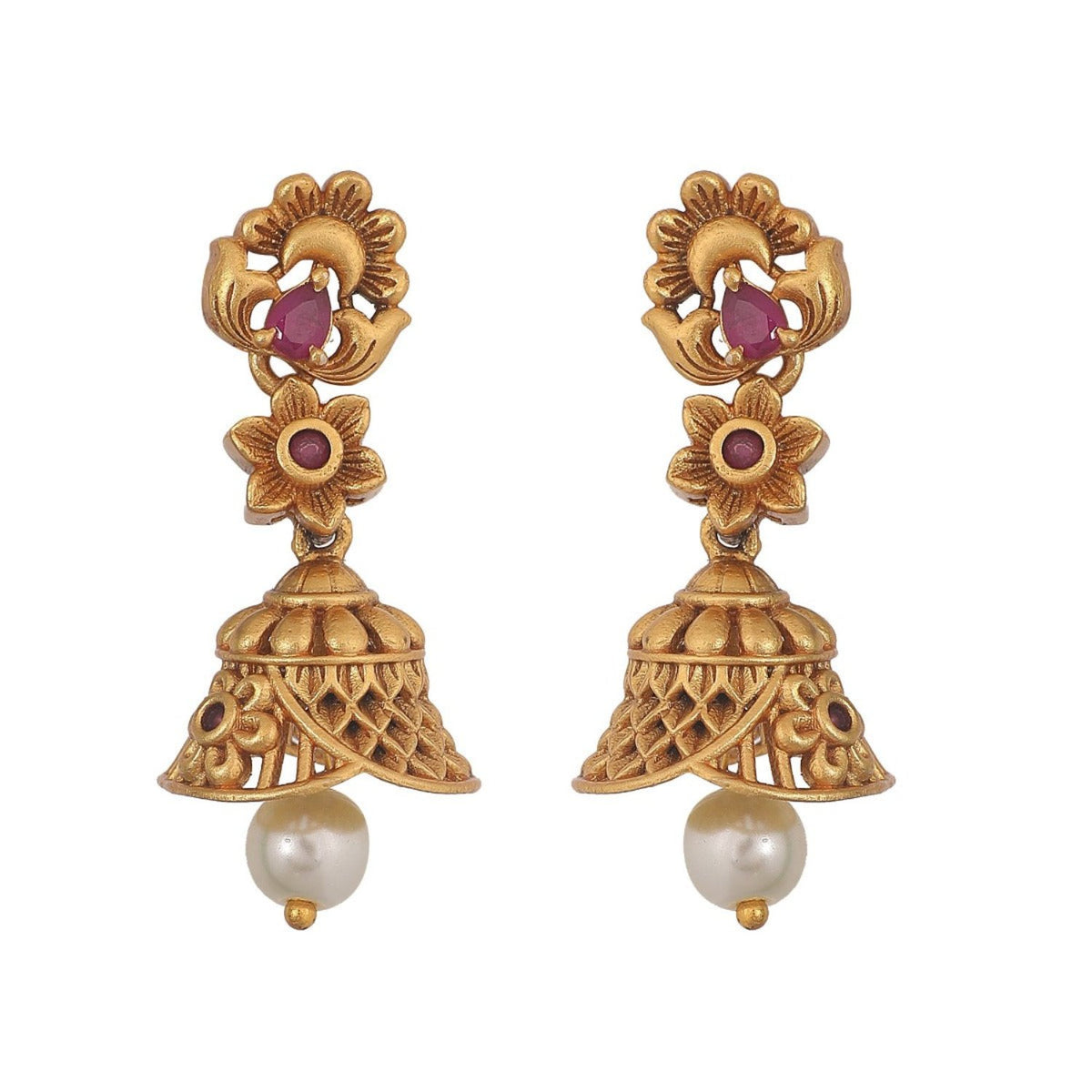 Antique Gold Plated Sana Jhumka Earrings 