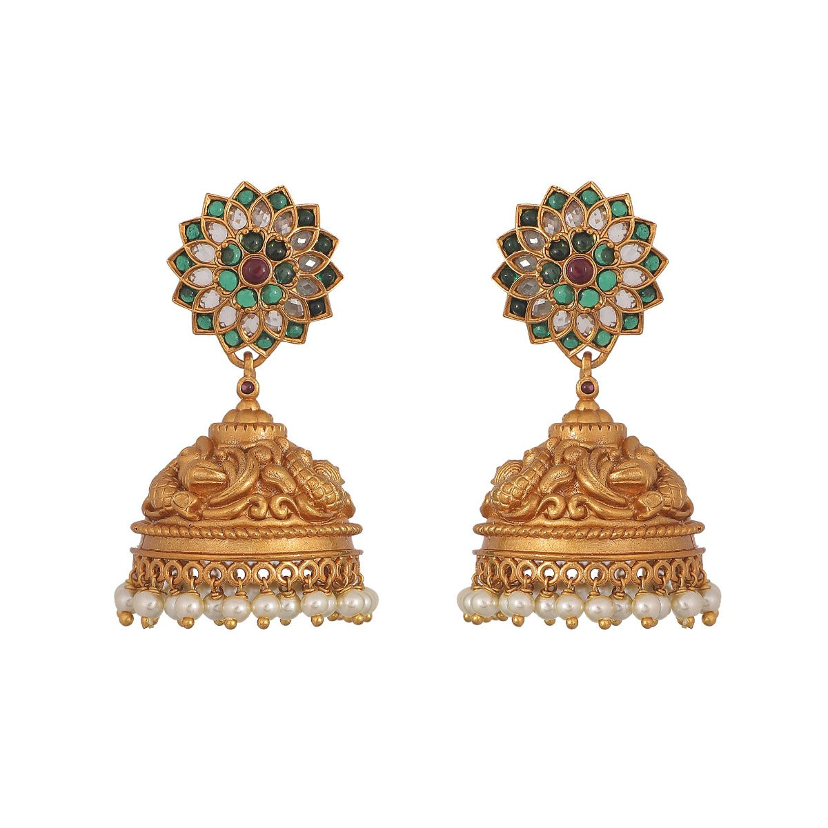 Antique Gold Plated Haar Jhumki Earrings