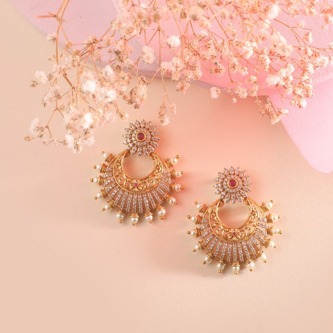 Antique Gold Plated Ela Earrings