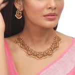 Antique Gold Plated Vaikha Necklace Earrings Set