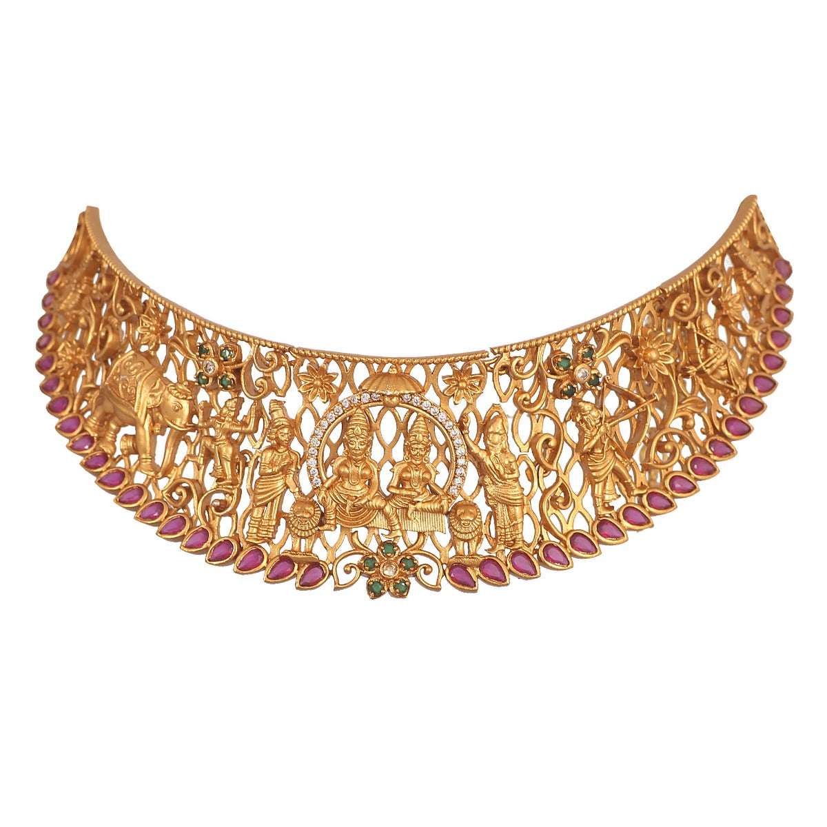 Antique Gold Plated Laasya Choker Earrings Set