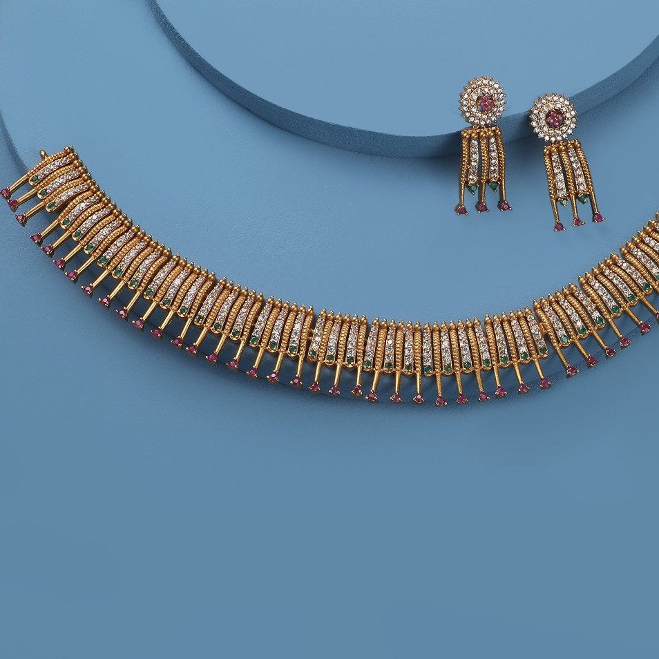 Antique Gold Plated Halyat Necklace Earrings Set
