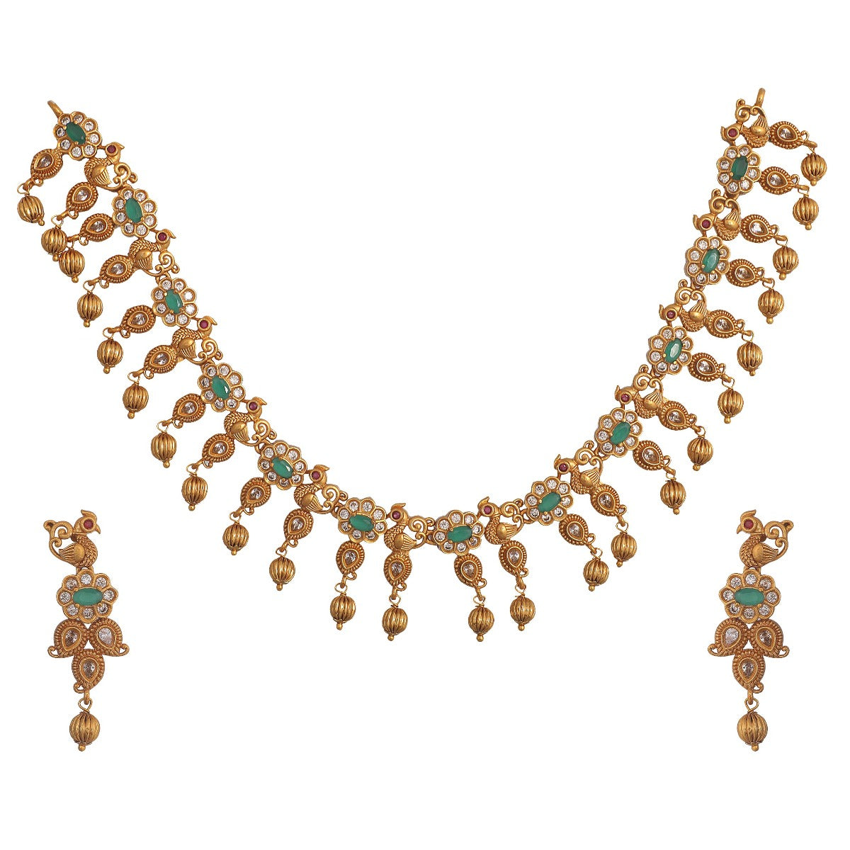 Antique Gold Plated Umika Necklace Earrings Set